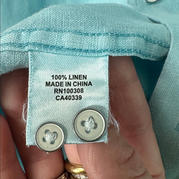 Peter Millar 100% Linen Blue Long Sleeve Shirt Size Large - Picture 4 of 6